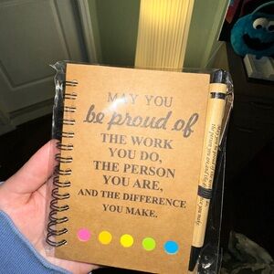 Inspirational Brown Spiral Notebook with Pen